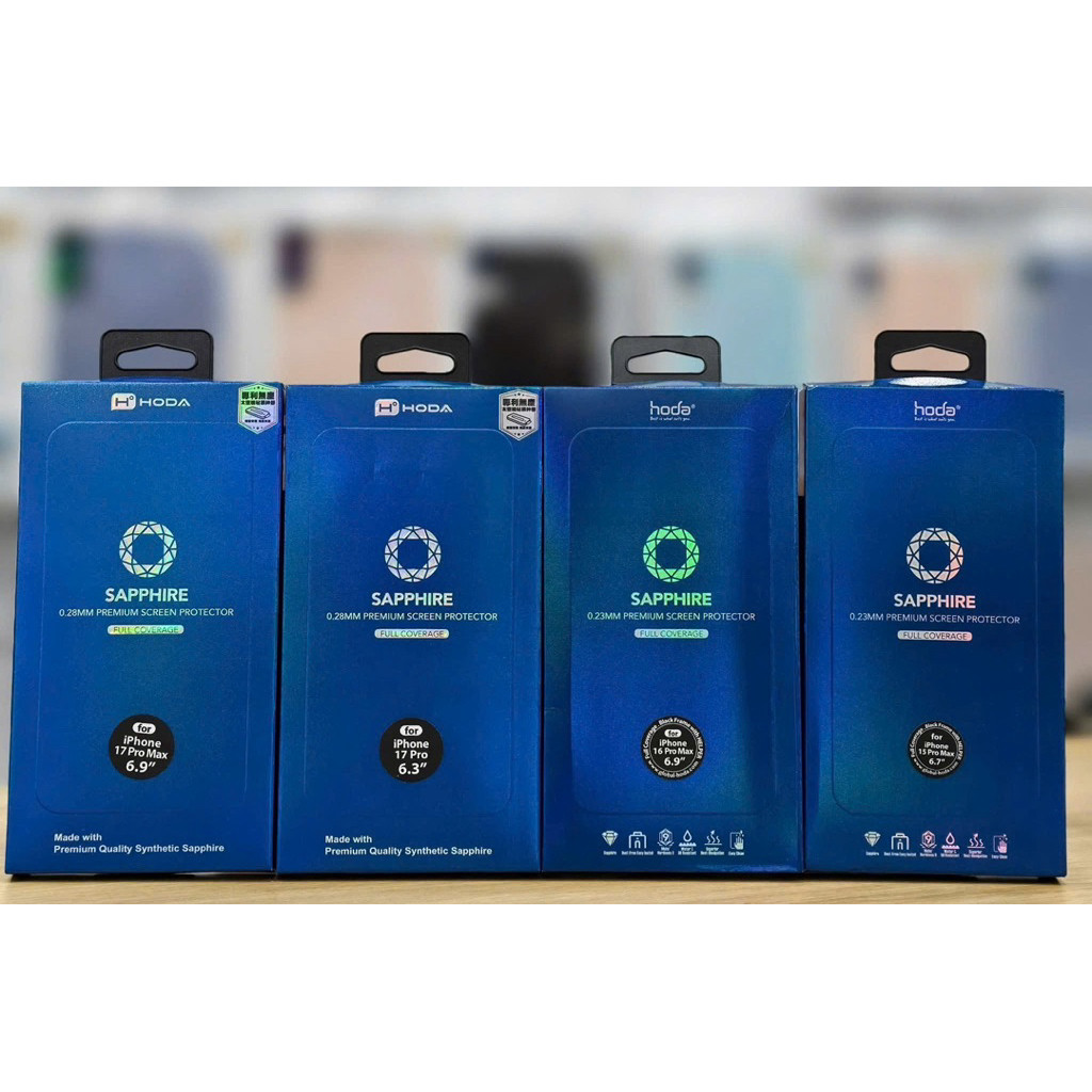 [Chính Hãng] Kính Cường Lực Hoda Sapphire Nguyên Khối Cho IP15/16/17 Pro Max - Độ Cứng Mohs 9, Chứng Nhận GIA- Kèm Khung