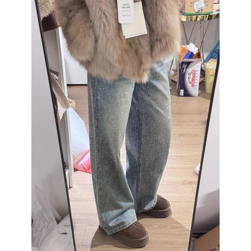 Quần jeans nữ kim cương Gypsophila - Mùa xuân 2026, thiết kế eo cao và ống rộng