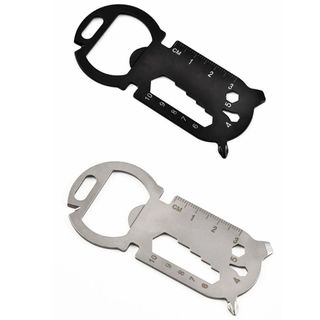 Tiện ích ngoài trời FANGHUI, Thẻ dụng cụ EDC đa chức năng màu đen, Cờ lê bằng thép không gỉ màu bạc di động EDC