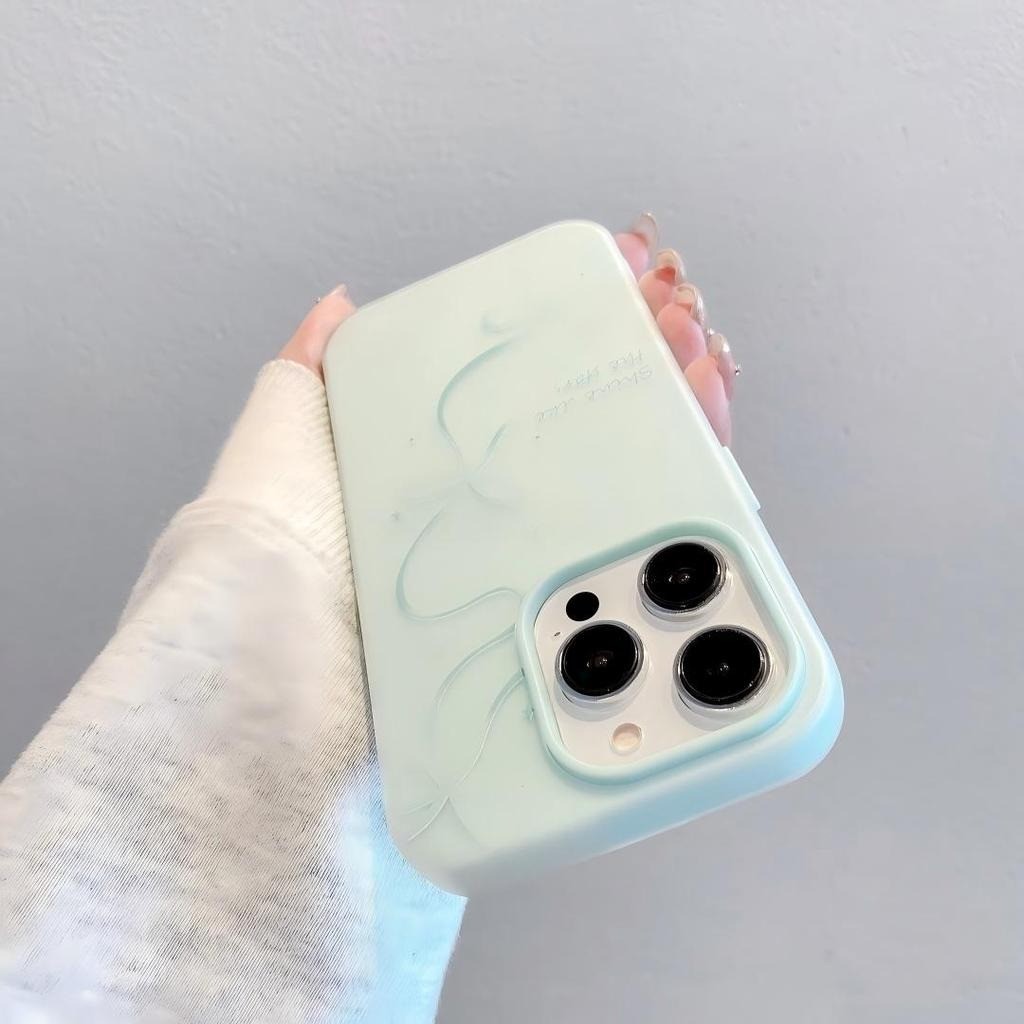 Ốp lưng Iphone Cảm giác da chống rơi đáng yêu nơ cho iPhone 16 15 11 12 13 14  pro max plus 7 xr xs