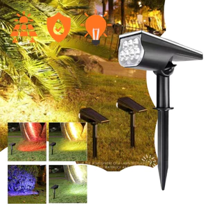Đèn LED Solar Spotlight, Đèn Cắm Cỏ Chống Nước IP65,Trắng/Vàng/Màu, Đèn Trang Trí Sân Vườn Ngoài Trời