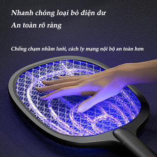 Vợt bắt muỗi tự động kiêm đèn muỗi 2 trong 1, sạc điện tiện lợi, chế độ thủ công & đèn tím, vợt diệt muỗi điện