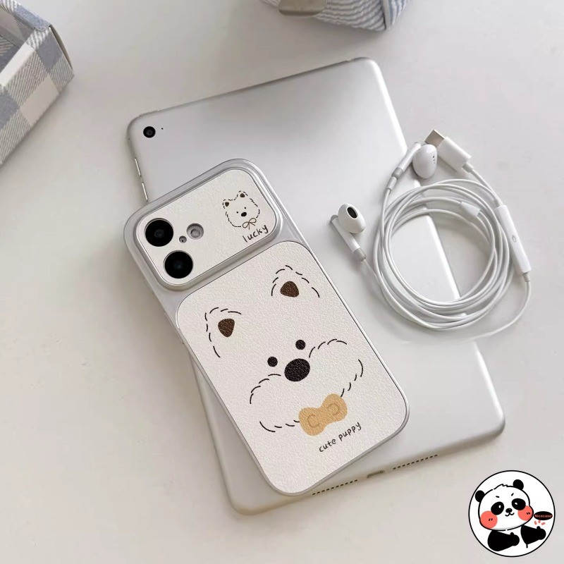 Ốp Điện Thoại Da Chó Con Dễ Thương Cho Redmi Note 15 14 14S SE 13 12 Turbo 11 Pro Plus 11T 11S 10 Pro Turbo 5 Max 4 A4 A3 Pro 5G 4G Vỏ Sang Trọng Màu Bạc ins Phong Cách Hoạt Hình Chó Vỏ Mềm
