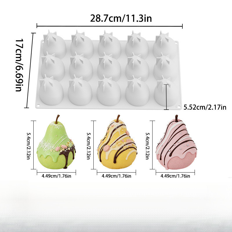 Khuôn Silicone 15 Ngăn Làm Bánh Tạo Hình Trái Lê 3D Tiện Dụng