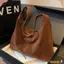 Túi da lộn CHEESELY dành cho nữ, Túi Tote lười có dây kéo công suất lớn, Túi xách Hobo nữ màu nâu thông thường
