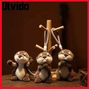 OLVIDO Thú Nhồi Bông, Đồ Chơi Nhồi Bông Mềm Mại Sang Trọng Otter Sang Trọng Móc Khóa, Hình Động Vật Sang Trọng Vòng Chìa Khóa