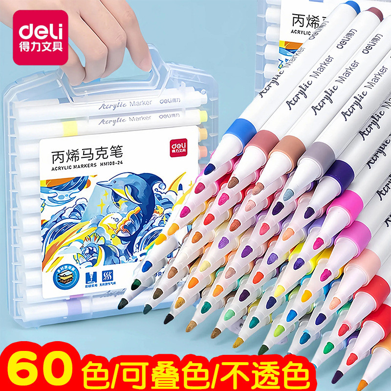 Deli Bút Acrylic 24 màu 1 đầu, xếp chồng, 48 màu, DIY