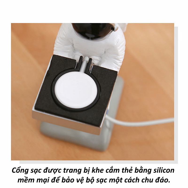 Đế sạc đồng hồ thông minh hình phi hành gia, nhựa cứng , ổn định, dùng iWatch, quà tặng trang trí