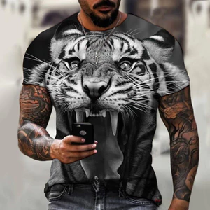 Áo Thun Unisex Họa Tiết Hổ 3D, Phong Cách Mùa Hè Tay Ngắn Cổ Tròn