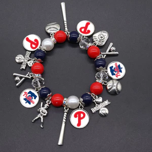 Vòng tay đàn hồi MLB Philadelphia và New York Yankees, đính cườm unisex