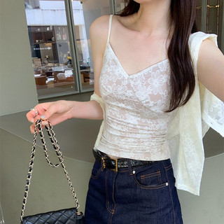 Bộ áo cardigan dài tay ren kiểu Pháp thanh lịch dành cho nữ.