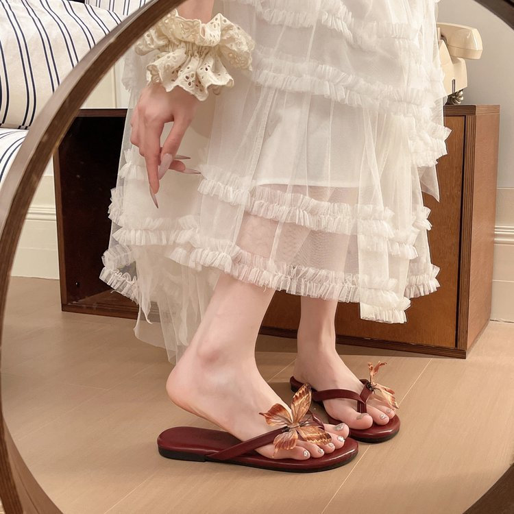 Mùa hè Phong cách Hàn Quốc Phong cách mới Dép xỏ ngón Nữ Mặc bên ngoài Đế mềm Chống trượt Chống mài mòn Mềm mại Thoải mái Dép đi biển Nhà máy Giá sỉ
