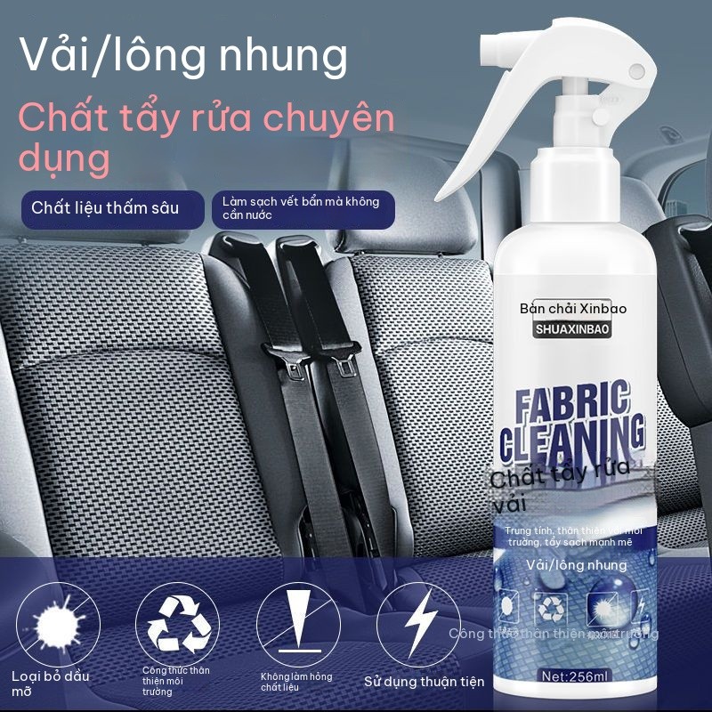 Nước xịt làm sạch vải nỉ trần và ghế ô tô 256ml Dạng xịt،Tẩy vết bẩn trên nội thất،Không làm hỏng bề mặt vải
