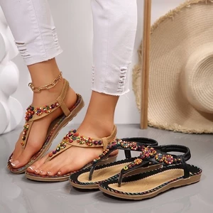 2025 Đính Hạt Sandal Nữ Mùa Hè Flip-Flops Bohemian Nữ Giày Đi Biển Nữ Dép Đế Bằng Nữ JOJJ