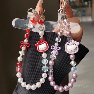 Nơ Mèo Dễ Thương Điện Thoại Di Động Dây Buộc ins Nữ Siêu Đẹp Hoạt Hình Mặt Dây Chuyền Trang Sức Đính Hạt Tinh Tế Cảm Giác Cao Cấp
