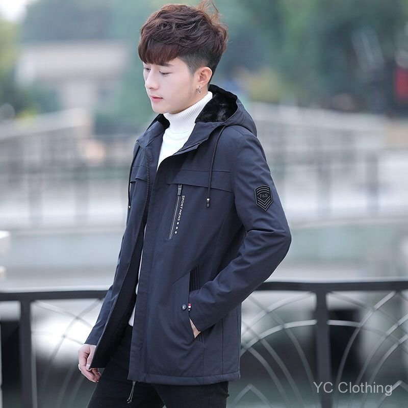 Áo khoác nam in hình thường ngày mùa xuân thu vừa vặn phong cách Hàn Quốc Áo khoác mỏng / lông cừu tùy chọn