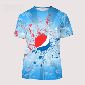 Áo thun unisex cổ tròn tay ngắn Pepsi 3D in nổi, phù hợp mọi giới tính
