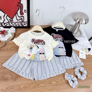 10-30kg Set cô gái trắng đen mix quần kẻ NB