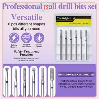 JRP 6 Chiếc Móng Tay Nón Đầu Kim Cương Mũi Khoan Điện Cuticle Sạch Xoay Cho Móng Tay Móng Chân Mài Đầu Sander Dụng Cụ JRP