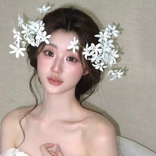 1 cặp mũ trắng phong cách rừng, phù hợp với váy cưới, chụp ảnh ngoại cảnh và studio