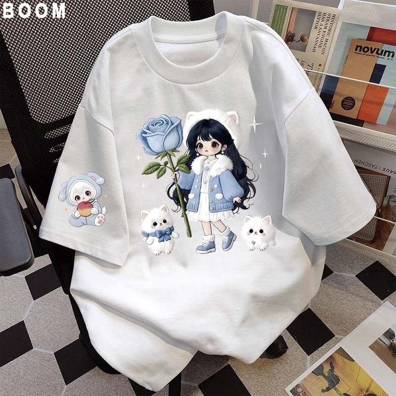 Áo thun chữ thêu nữ kiểu hàn quốc form rộng tay lỡ cổ tròn cotton mát - hè hot trend in cách dễ thương- Local brand #02