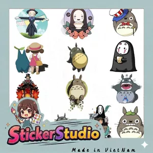 Set 60 Sticker Hoạt hình Ghibli studio Chống Nước Dán Laptop Vali Mũ Bảo Hiểm Sổ Tay