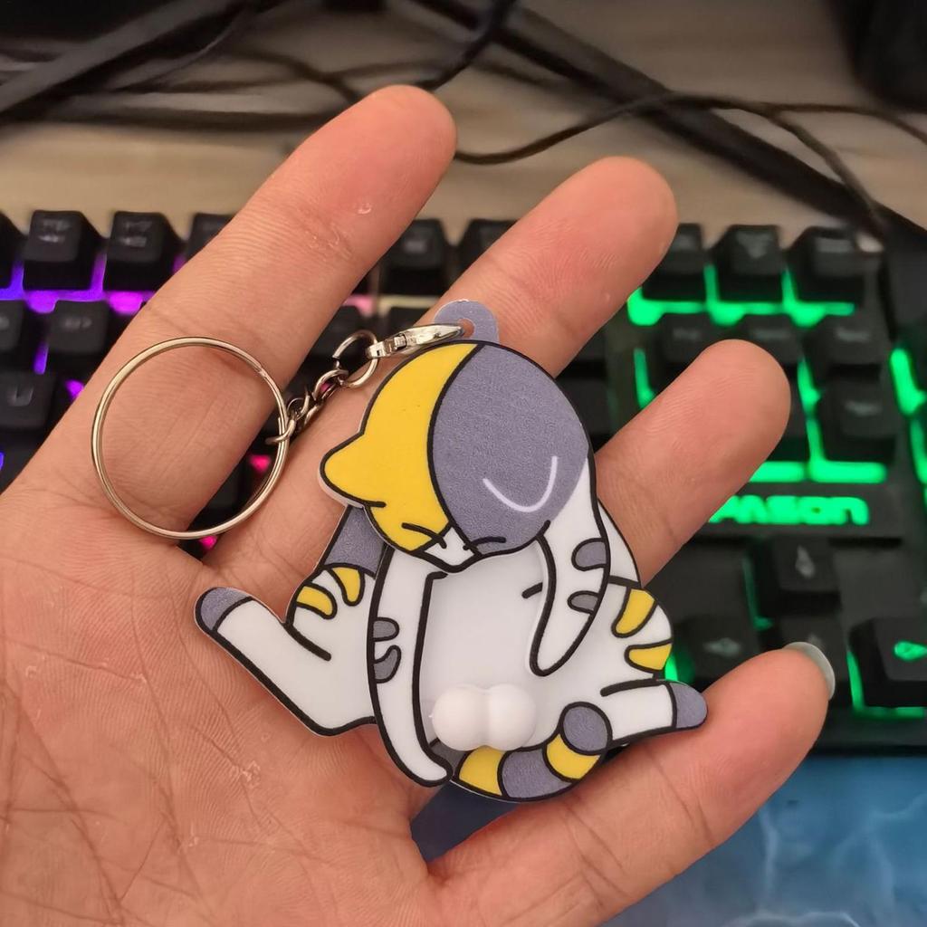 Sáng Tạo Kéo Chơi Trứng Mèo Móc Khóa Fidget Đồ Chơi Vui Nhộn Xoay Acrylic Túi Mặt Dây Chuyền Cho Trẻ Em Quà Tặng