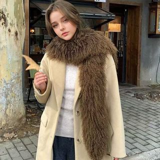 Khăn len giả dày phong cách Hàn Quốc 180cm, phù hợp cho bé gái và nữ mùa đông