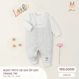 Bộ Body sơ sinh Vải petit [ Mềm, mỏng, mát thấm hút co dãn siêu tốt] dành cho bé Lil Little Love (DBD16)