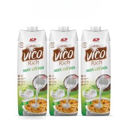 [Giá Sỉ] Nước Cốt Dừa VICO RICH Hộp 1L,Thơm Ngon Béo Ngậy Nguyên Chất Chuẩn Vị Tự Nhiên