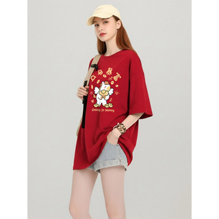 HIIXIIVI [2026 CNY Tết Nguyên Đán] Áo thun ngắn tay Oversize Unisex Áo thun cỡ lớn dành cho nữ Tees Ngựa OOTDS độc đáo