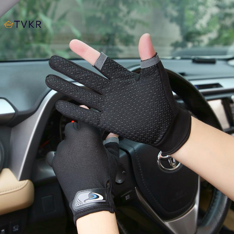TVKR 1 Cặp Găng Tay Câu Cá Thoáng Khí Chống Trơn Trượt Hai Ngón Tay Cắt Thể Thao Ngoài Trời Câu Cá Găng Tay Đi Xe Đạp Thể Dục Cá Chép Mitten OIK