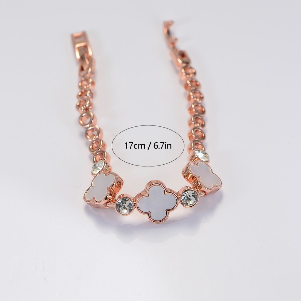 Vòng tay cỏ ba lá bốn lá màu vàng hồng thời trang