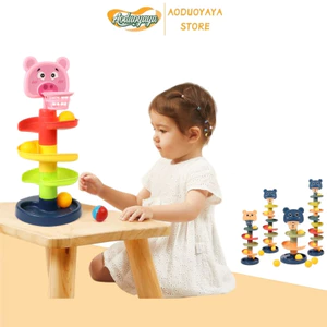 【Aoduoyaya】Đồ Chơi Vận Động Thả Bóng Xoay Tròn Cho Bé - Cầu Trượt Bóng & Bóng Rổ Phát Triển Tư Duy