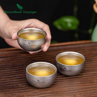 Boundless Voyage Titan Đôi Tường Cốc Mini Trà Sake Cốc Cà Phê Cốc Cắm Trại Drinkware, Pha Lê Bạc, 40ml, ti3204D