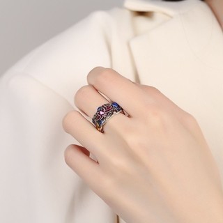 Nhẫn hoa sen Koi tráng men đầy màu sắc - Charm may mắn có thể điều chỉnh cho nữ