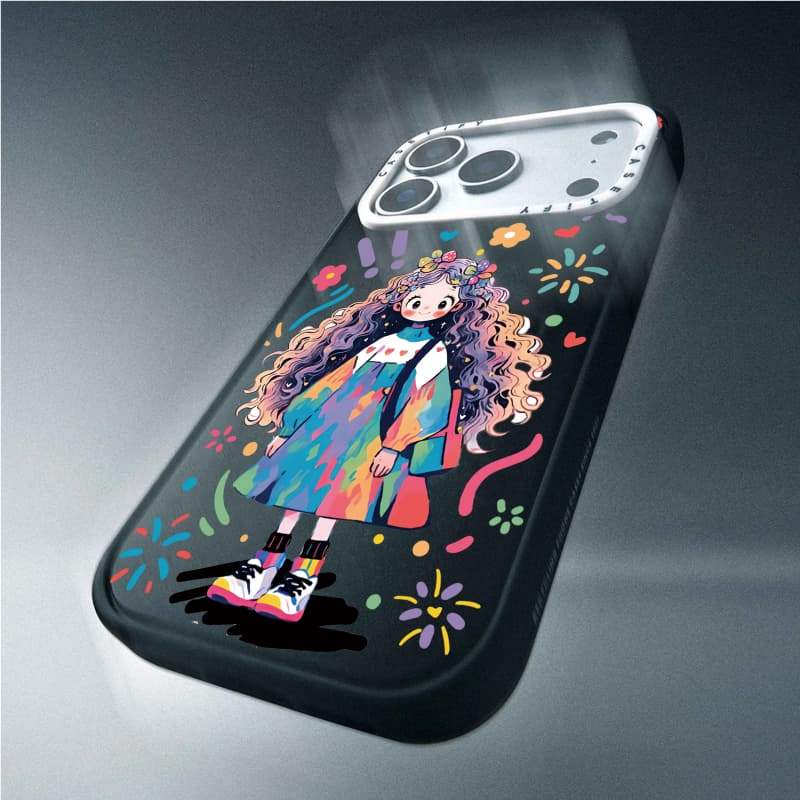 CASECASE X Happy Girl Case White Camera Ring Edition Matte Đen Cứng Hút Từ Tính Tác Động Dành Cho Apple IPhone 13 14 15 16 17 Pro Max Air Plus Có Hộp