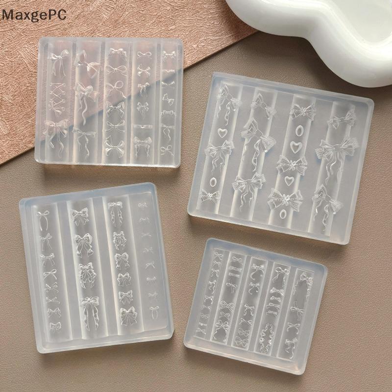 khuôn silicon nail Bowknot khuôn cho móng tay nghệ thuật dập stencils UV Gel đánh bóng thiết kế trang trí nội thất