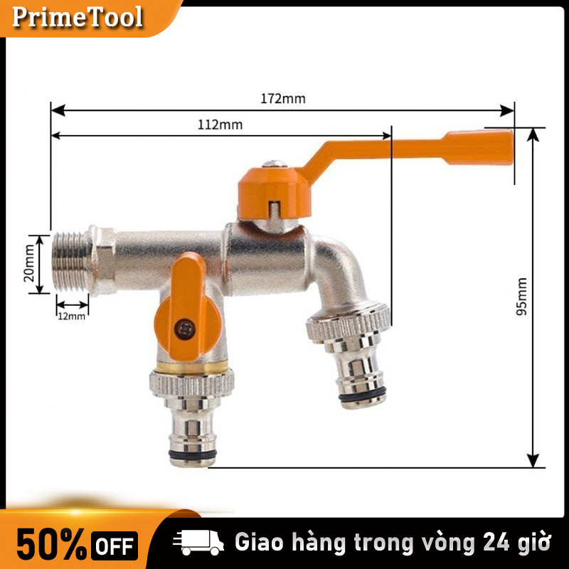 Van hồ bơi 2 đầu ra - Điều khiển 1 chiều, 2 công tắc độc lập, Vòi nước hai chế độ, đồng, 2 đầu ra