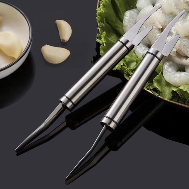 [Bộ 2 Chiếc] Dụng Cụ Bóc Bỏ Tôm,Cạo Vảy Cá Đa Năng Có Thiết Kế Hai Đầu Bằng Thép Không Gỉ, Cây Lột Vỏ Tôm, Lấy Chỉ Tôm