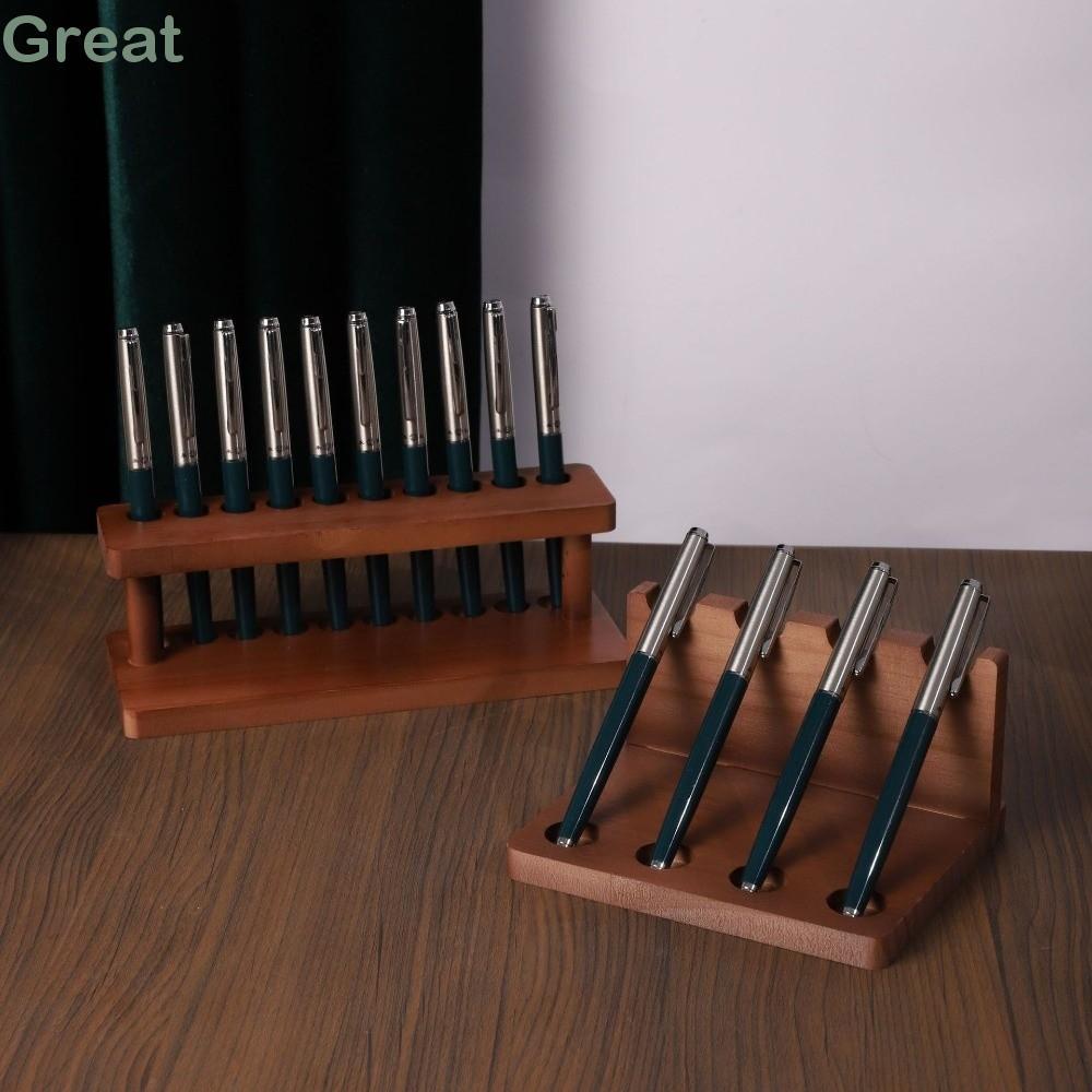 Giá đỡ bút gỗ TUYỆT VỜI, Bàn làm việc đa chức năng Giá đỡ bút gỗ, Phong cách cổ điển 4 / 10 Khe cắm Văn phòng phẩm Hộp đựng bút Hộp đựng sử dụng trường học