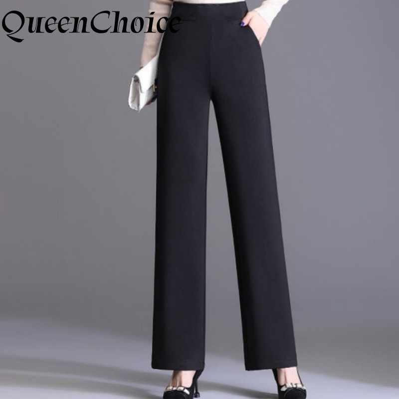 Quần ống rộng cao cấp đen, phù hợp công sở cho nữ