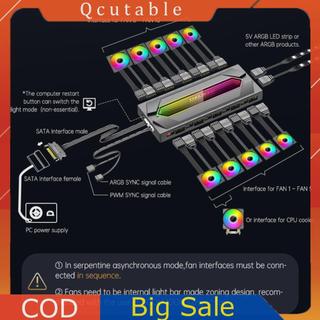 ARGB và PWM HUB 5V / 3PIN ARGB Ốp lưng Hub quạt với cáp cấp nguồn SATA từ xa Bộ điều khiển ARGB Bộ điều khiển máy tính ARGB Quạt trung tâm cho quạt máy tính ARGB có thể địa chỉ 5V