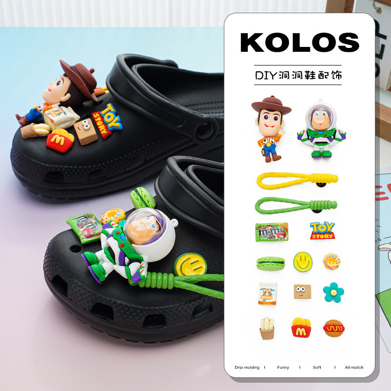 Phụ Kiện Lỗ Giày Ba Chiều Buzz Lightyear Câu Chuyện Đồ Chơi, Phù Hợp Crocs, Tháo Rời, Busch, Zhibixing, Hoa