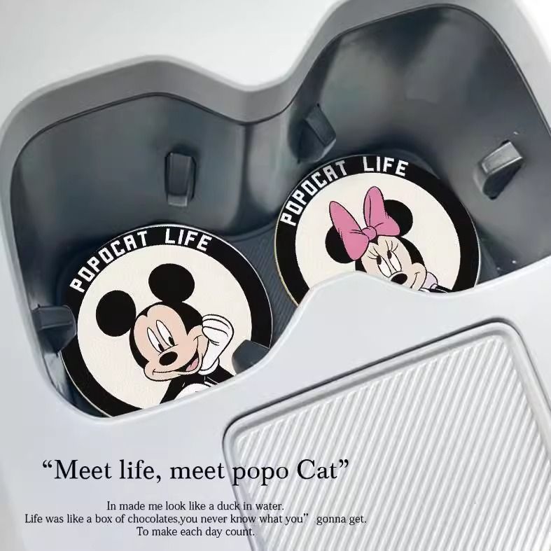 Mickey Xe Nước Coaster Đa Năng Xe Chống Trơn Trượt Thảm Bảo Quản Nội Thất Hoạt Hình Dễ Thương Trang Trí Tiếp Liệu Daquan