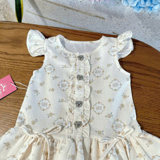 [8-26kg] Váy Linen Cánh Tiên Màu Be Vàng Cho Bé Gái