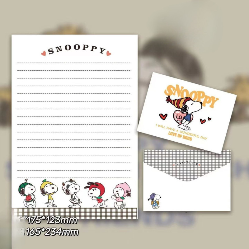Set phong bì + thư thủy mặc, cậu bé shin, cún snoopy đáng yêu dùng để viết thư, bưu thiếp lời chúc