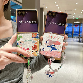 Ốp Điện Thoại Gấp Cho Samsung Galaxy Z Flip7 Flip6 Flip5 Flip4 Flip3 Da Mạ Điện Nick Vòng Tay Cứng TPU Điện Thoại