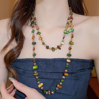 Vòng cổ Bohemian với đá tự nhiên nhiều màu sắc, thiết kế cổ điển