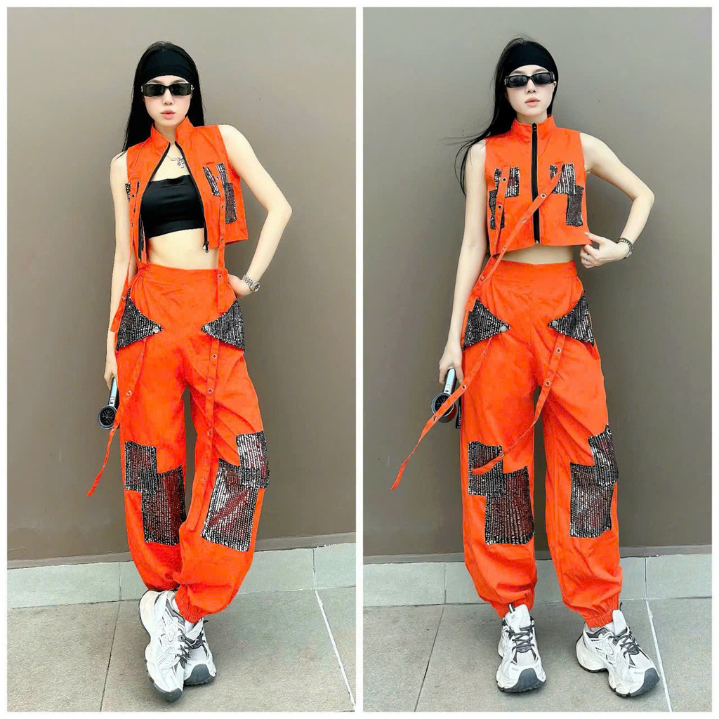 Bộ kaki bling thể thao cho đội nhóm làm đồng phục biểu diễn nhảy zumba, aerobic, shuffler dance...